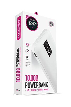 Powerway TX108 Göstergeli 4 Kablo Çıkışlı Powerbank 