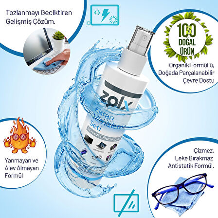 63Zolx Ekran Temizleme Seti 250ML * 4 Adet ( Mikrofiber Bez )