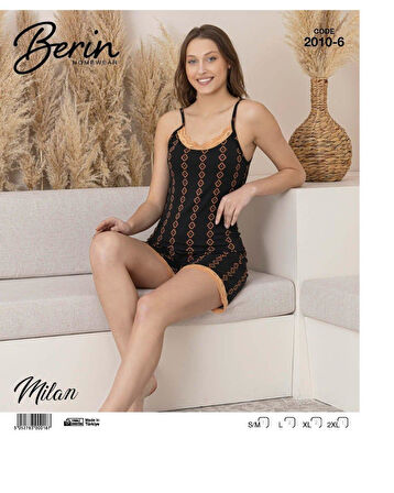Berin Kadın Alt Üst Dantel Detaylı Şortlu Gecelik Takımı Bambu Milan Kumaş 2010