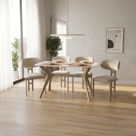 DFY104 140x80 MDF Mutfak Masası Modern Dikdörtgen Dekoratif Şık Yemek Masası 4-6 Kişilik Sabit Masa
