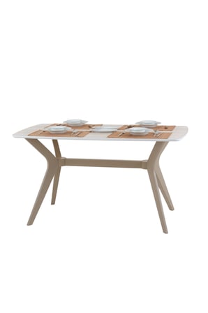 DFY104 140x80 MDF Mutfak Masası Modern Dikdörtgen Dekoratif Şık Yemek Masası 4-6 Kişilik Sabit Masa