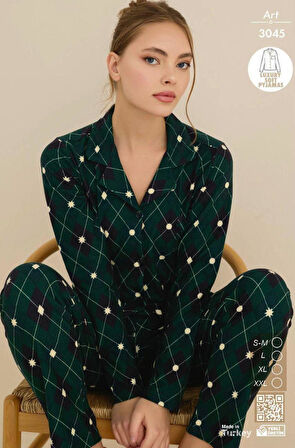 Çağrı Kadın Kışlık Süet Uzun Kollu Önü Düğmeli Yumuşak Dokulu Pijama Takımı