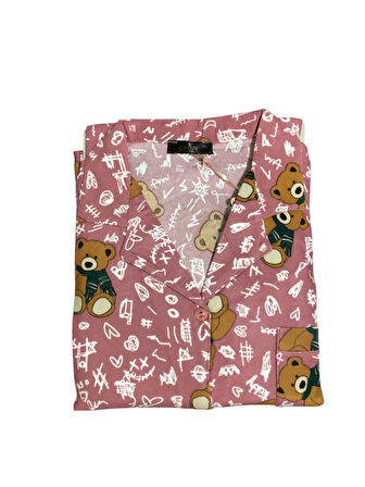 Çağrı Kadın Kışlık Süet Uzun Kollu Önü Düğmeli Yumuşak Dokulu Pijama Takımı