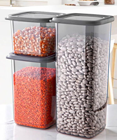 Omnipazar SY-2734 Fresca Kare Erzak Saklama Kabı Sert Kapak 3'lü Set 