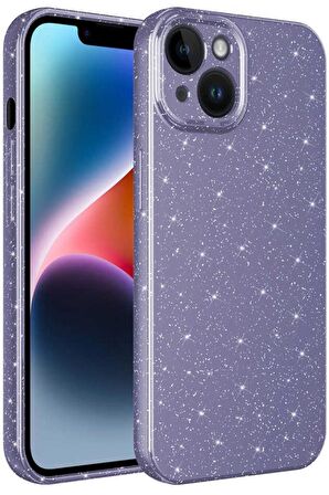 iPhone 14 Kılıf Kamera Korumalı Simli Parıltılı Lüks Silikon
