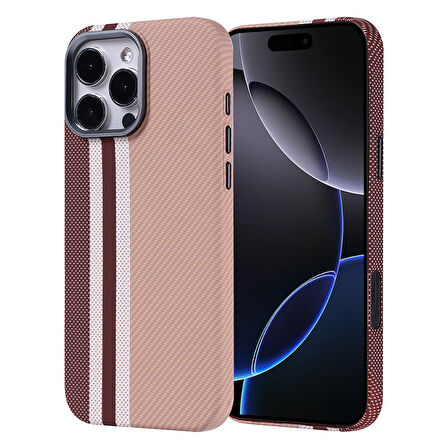 iPhone 16 Pro Kılıf Kablosuz Şarj Özellikli Karbon Fiber Görünümlü Nekst Kapak