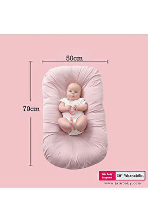 Pembe Puffy Babynest Lüx Baby Nest 70x55 Cm Anne Yanı Bebek Yatağı