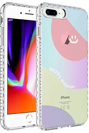 Apple iPhone 7 Plus Kılıf Airbag Kenarlı Renkli Desenli Elegans Silikon