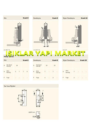 Dolap Kapak Menteşesi Yarım Deve Boyun-Yavaş Kapanan-Frenli-Pistonlu+Vidalar (Pk./Ad. 1Adet)