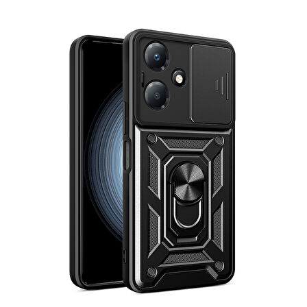 İnfinix Hot 30 Play Kılıf Magnetik Standlı Kamera Korumalı Sürgülü Vega Kapak
