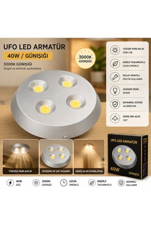 Cata 40W UFO LED Armatür 3000K Günışığı Modern Tavan Lambası Enerji Tasarruflu LED Aydınlatma