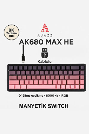 AK680 Max Rapid Trigger Manyetik Switch Kablolu Mekanik Klavye RGB 0.125 MS Ultra Düşük Gecikme