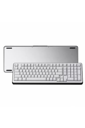 AC100 Kablolu Profesyonel Oyuncu Klavyesi-Beyaz Işıklı-MONOBLOK ALÜMİNYUM KASA-Gift Switch - Coiled Kablo Hediyeli