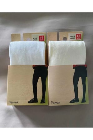 Pamuk 2'li Kız Çocuk Cotton Beyaz Vanilya Külotlu Çorap