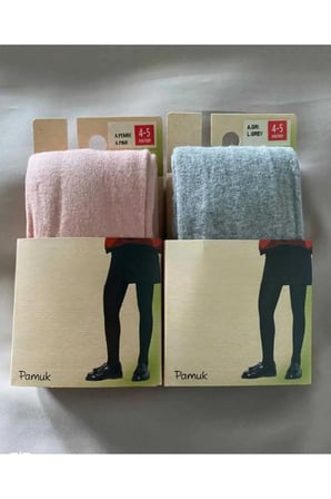 Pamuk 2'li Kız Çocuk Cotton Gri Pembe Külotlu Çorap