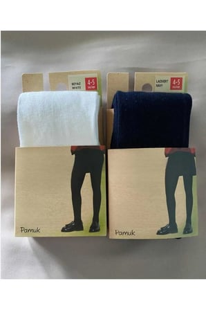 Pamuk 2'li Kız Çocuk Cotton Lacivert Beyaz Külotlu Çorap