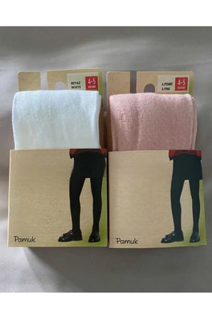 Pamuk 2'li Kız Çocuk Cotton Pembe Beyaz Külotlu Çorap