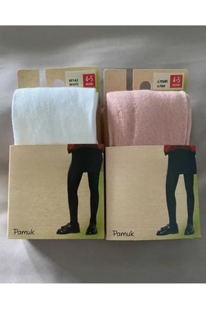 Pamuk 2'li Kız Çocuk Cotton Pembe Beyaz Külotlu Çorap
