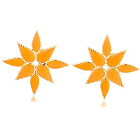 Masaliko Leon Lotus Gümüş Küpe - 925 Ayar Gümüş, Şık Mineli Tek Küpe