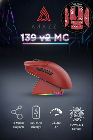 Aj139 V2 Mc 24.000 Dpı Paw3311 Ultra Hafif 3 Modlu Oyuncu Mouse - 500mah Batarya + Tape