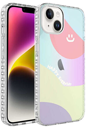 Apple iPhone 14 Plus Kılıf Airbag Kenarlı Renkli Desenli Elegans Silikon