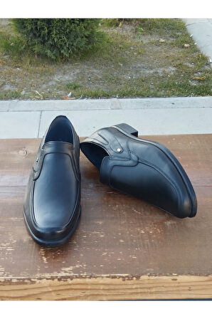 Erkek Mevsimlik Kundura: Sonbahar- Kış Hakiki Deri  Kauççuk Taban Bağcıksız