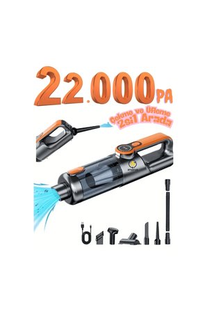 22000 PA HEPA Filtreli Güçlü Emiş Ev Araba Oto Kablosuz Şarjlı Araç Süpürge Vakum Hava Üfleme Pompa
