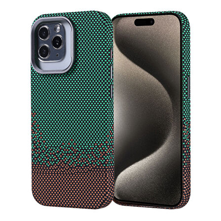 iPhone 15 Pro Kılıf Kablosuz Şarj Özellikli Karbon Fiber Görünümlü Nekst Kapak