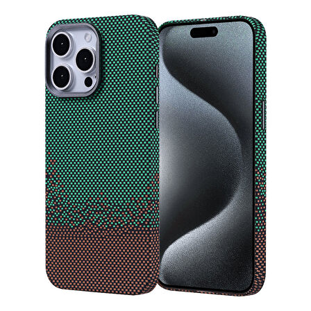 iPhone 15 Pro Kılıf Kablosuz Şarj Özellikli Karbon Fiber Görünümlü Nekst Kapak