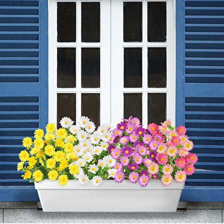 3lü Set Yapay Çiçek Papatya 5 Dallı Plastik Dekoratif Yapay Bitki