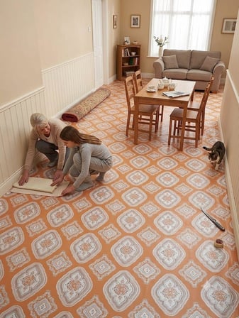 Muşamba  150 CM X 150  CM  0.5 MM Yer Kaplama Zemin Döşeme Örtüsü BALKON MUŞAMBASI MUTFAK DÖŞEME  DESENLİ