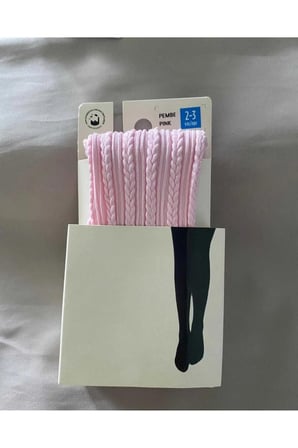 Kız Çocuk Mevsimlik 80 Den Knit Ted Desenli Pembe Külotlu Çorap ( Back To School )