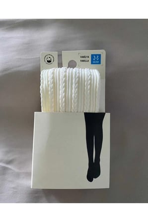 Kız Çocuk Mevsimlik 80 Den Knit Ted Desenli Vanilya Külotlu Çorap ( Back To School )