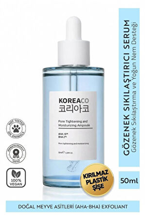 KOREACO Aha & Bha Canlandırıcı & Gözenek Sıkılaştırıcı Ve Nemlendirici (AHA%10-BHA%2) Ampoule