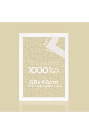 Puzzle Ve Yapboz Çerçevesi 1000 Parça Için 68cmx48cm Ebatında Beyaz