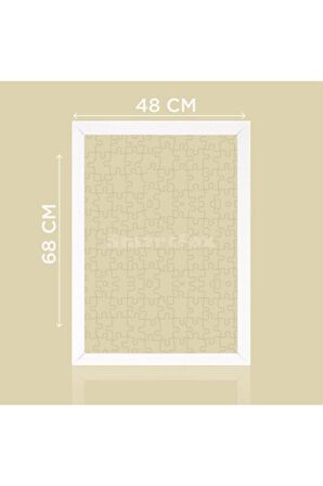 Puzzle Ve Yapboz Çerçevesi 1000 Parça Için 68cmx48cm Ebatında Beyaz