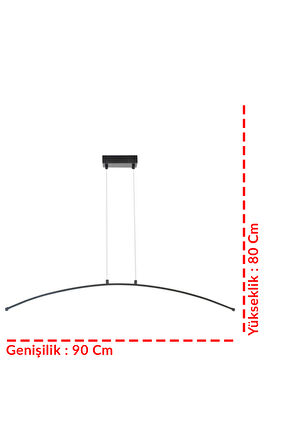 Ceku Siyah Boyalı 3 Renkli Led Aydınlatmalı Sarkıt Avize