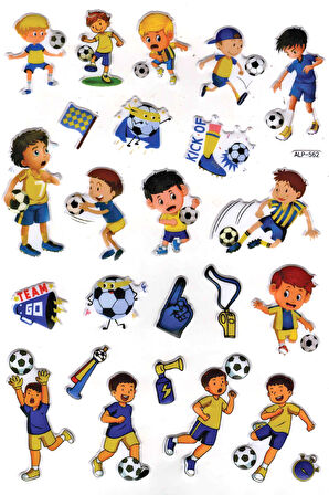 Sticker Kabartmalı A4 Boyutunda Stiker Defter, Planlayıcı Etiket-(lim562) - Sarı Mavi Lacivert Futbol