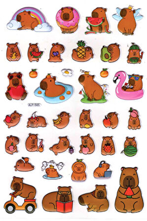 Sticker Kabartmalı A4 Boyutunda Stiker Defter, Planlayıcı Etiket-(lim565) - Capybara Meyveler