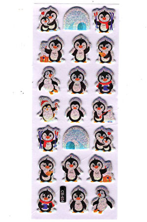 Sticker Kabartmalı Sticker Defter Planlayıcı Etiket (cb634) 16x7 cm- Sevimli Penguenler