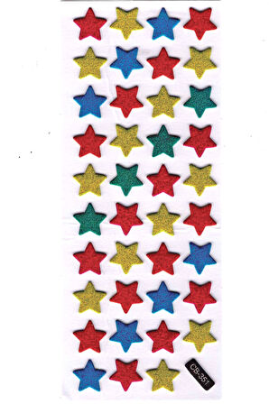 Sticker Kabartmalı Sticker Defter Planlayıcı Etiket (cb351) 16x7 cm- Mini Renkli Yıldızlar