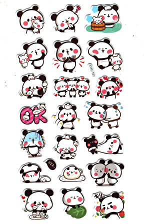 Sticker Kabartmalı Stiker Çıkartma Etiket (XHC167)-18x9 cm- Komik panda
