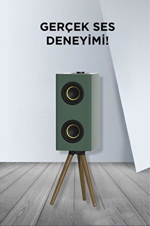 Kablosuz Hoparlör 24W Çift Sürücü, 3000mAh Batarya, Taşınabilir Ayaklı Speaker
