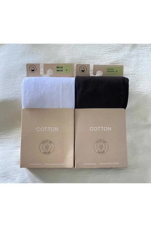 Kestane & Beyaz 2'li Cotton Kadın Külotlu Çorap Pamuklu & Mat 60 Den Pantyhose