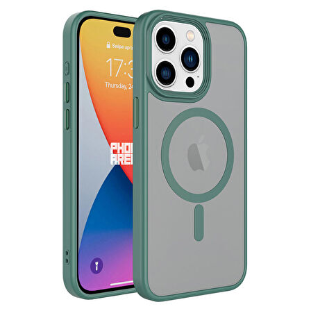 iPhone 15 Pro Kılıf Mat Arka Yüzey Wireless Şarj Özellikli Zore Flet Magsafe Kapak