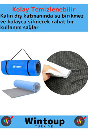 Özel Üretim Su Geçirmez Taşıma Askılı Çift Taraflı Kamp Yoga Pilates Fitness Uyku Matı 16Mm Kalın