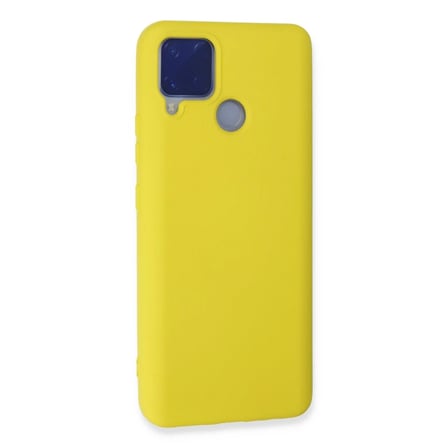 Realme C15 Kılıf Nano içi Kadife Silikon - Sarı