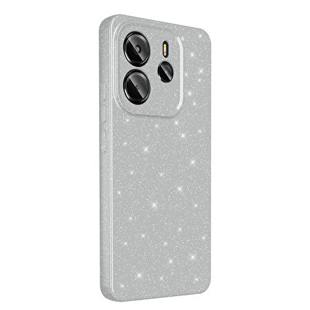 Xiaomi Redmi Note 14 5G Kılıf Kamera Korumalı Simli Parıltılı Lüks Silikon