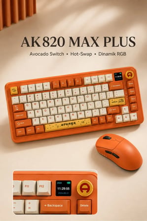 AK820 MAX PLUS Avocado Switch RGB Klavye ve AJ179 APEX Mouse Seti Turuncu