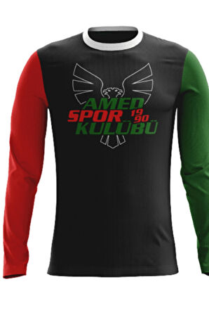 AMED SPOR 0029 ERKEK SİYAH-YEŞİL-KIRMIZI SWEAT